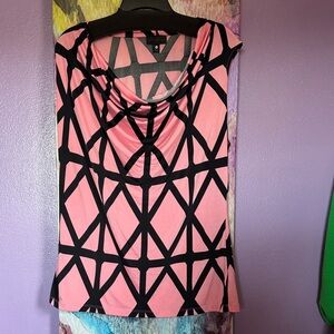 Worthington Pink and Black Graphic Blouse